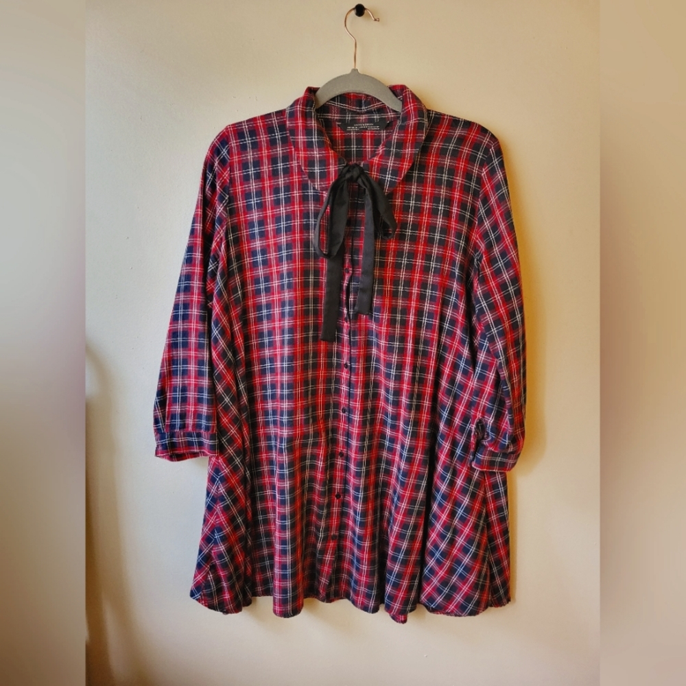 Zara Plaid Flowy Dress with Bow